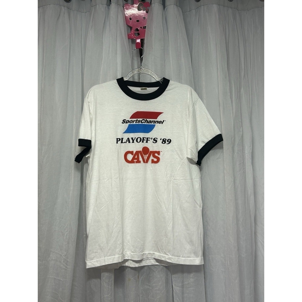 Vintage‎ Screen Stars 80s SportsChannel Playoffs 89 Cavs Ringer T Shirt Mens XL